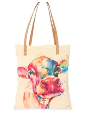 Tote Bag Canvas Cow 17x18" 801387