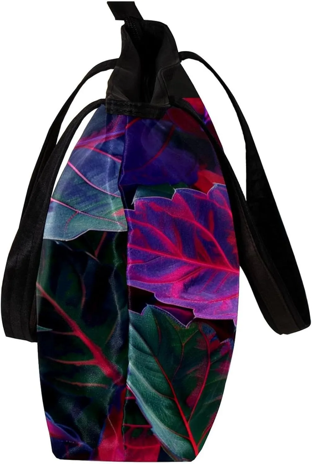 Tote Bag for Women, Large Tote Bag, Tote Bag with Zipper, Modern Botanical Pattern Purple Leaves, Tote Bags Women
