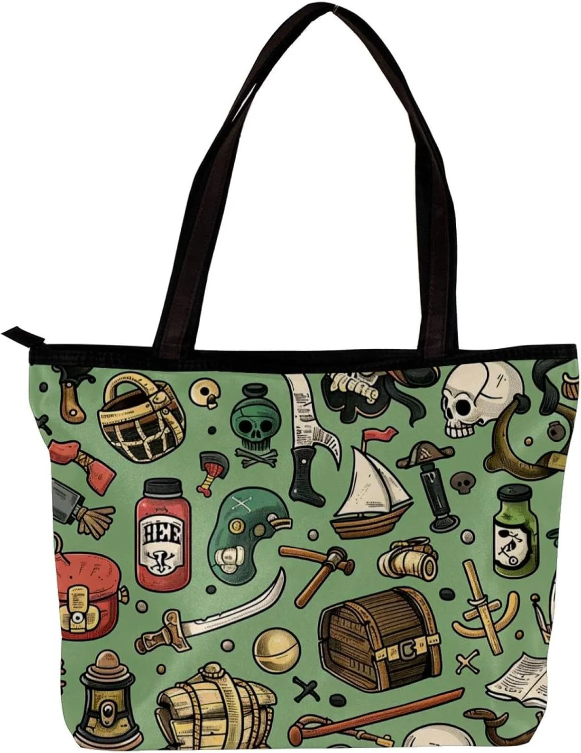 Tote Bag for Women, Large Tote Bag, Tote Bag with Zipper, Nautical Anchor Ocean Summer, Womens Tote Bag