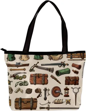 Tote Bag for Women, Large Tote Bag, Tote Bag with Zipper, Nautical Anchor Ocean Summer, Womens Tote Bag