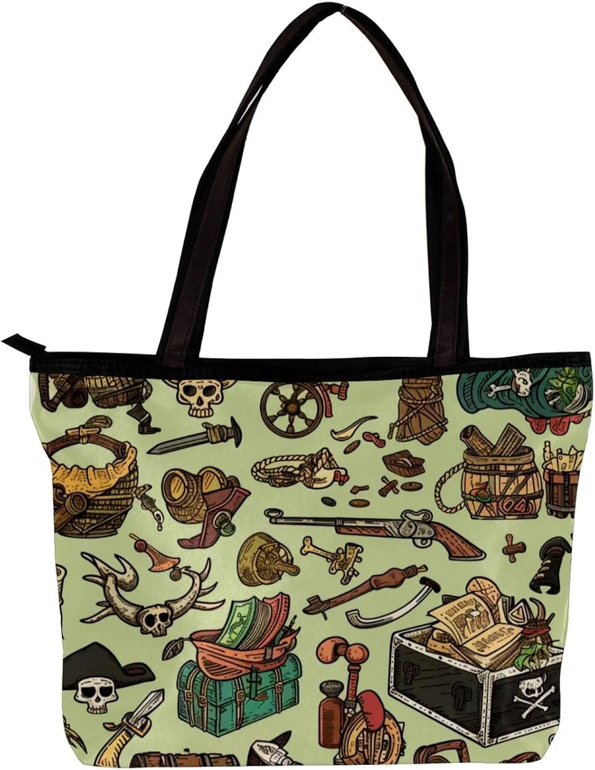 Tote Bag for Women, Large Tote Bag, Tote Bag with Zipper, Nautical Anchor Ocean Summer, Womens Tote Bag