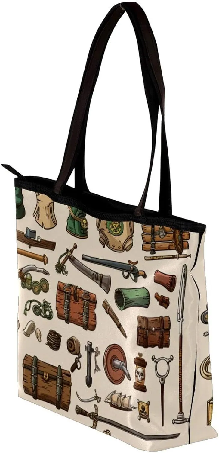 Tote Bag for Women, Large Tote Bag, Tote Bag with Zipper, Nautical Anchor Ocean Summer, Womens Tote Bag