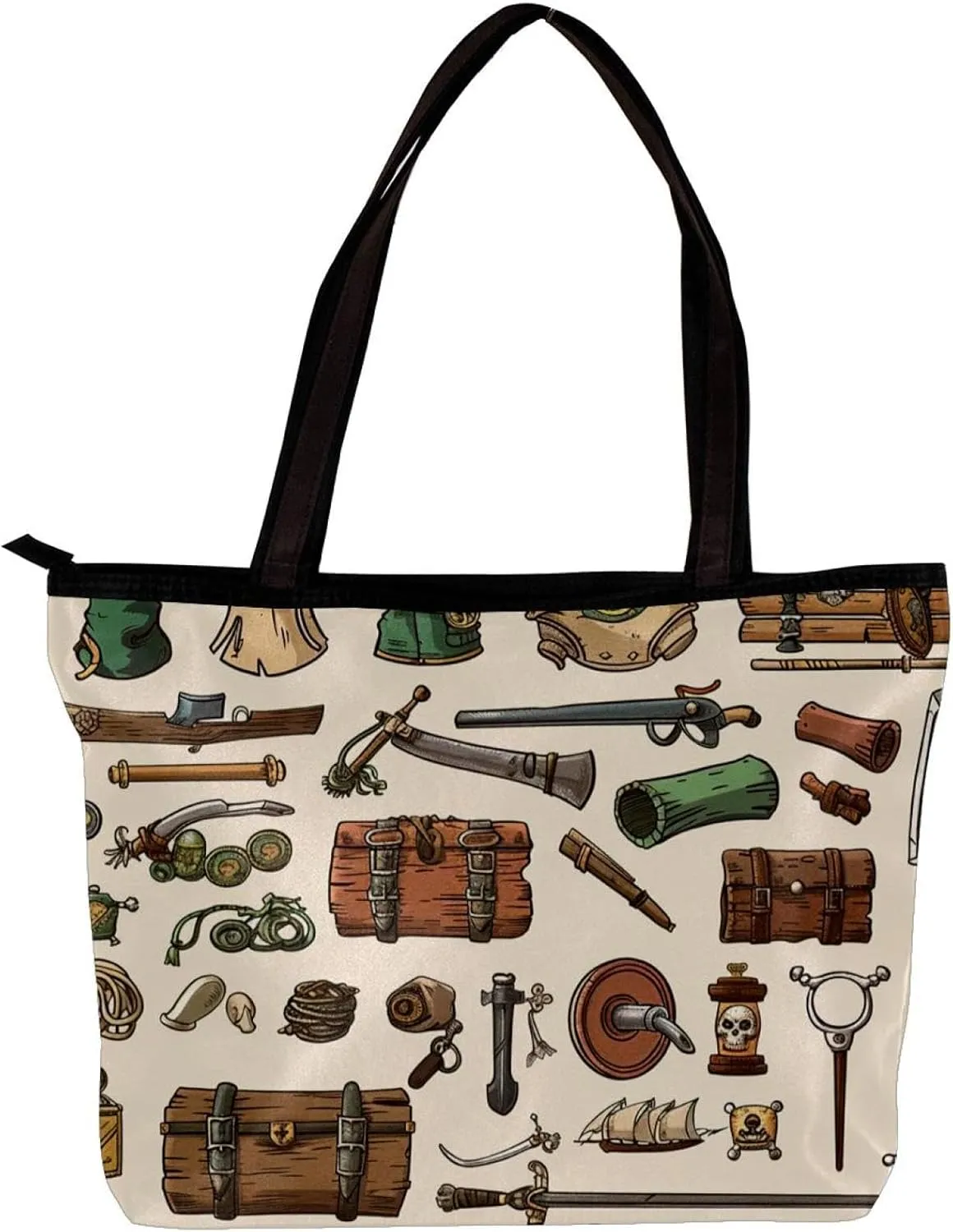 Tote Bag for Women, Large Tote Bag, Tote Bag with Zipper, Nautical Anchor Ocean Summer, Womens Tote Bag