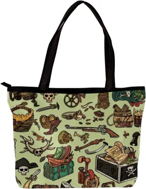 Tote Bag for Women, Large Tote Bag, Tote Bag with Zipper, Nautical Anchor Ocean Summer, Womens Tote Bag