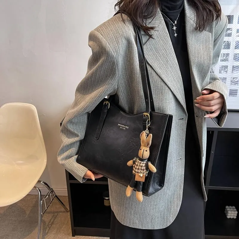Tote Bag For Women Retro Shoulder Bags Cute Pu Leather Designer Handbags Adjustable Strap Large Capacity Fashion Work