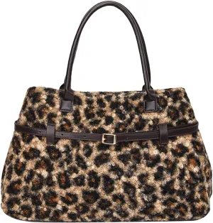 Tote Bag for Women,Leopard Plush Shoulder Bag with Belt Top-handle Bag 2024 Trendy Cheetah Print Purse,Work Handbag