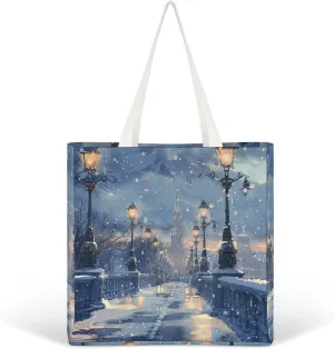 Tote Bag Laptop Handbag Classical Pattern Flowers Grocery Bag Canvas Shoulder Bag Crossbody Bag for Travel