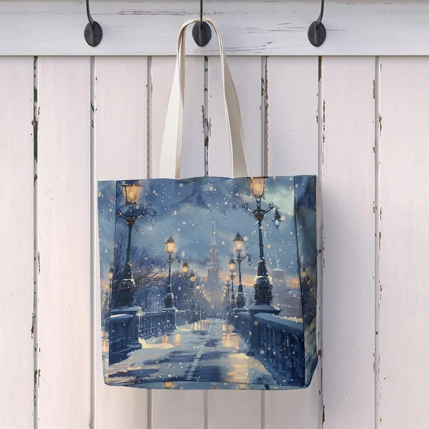 Tote Bag Laptop Handbag Classical Pattern Flowers Grocery Bag Canvas Shoulder Bag Crossbody Bag for Travel
