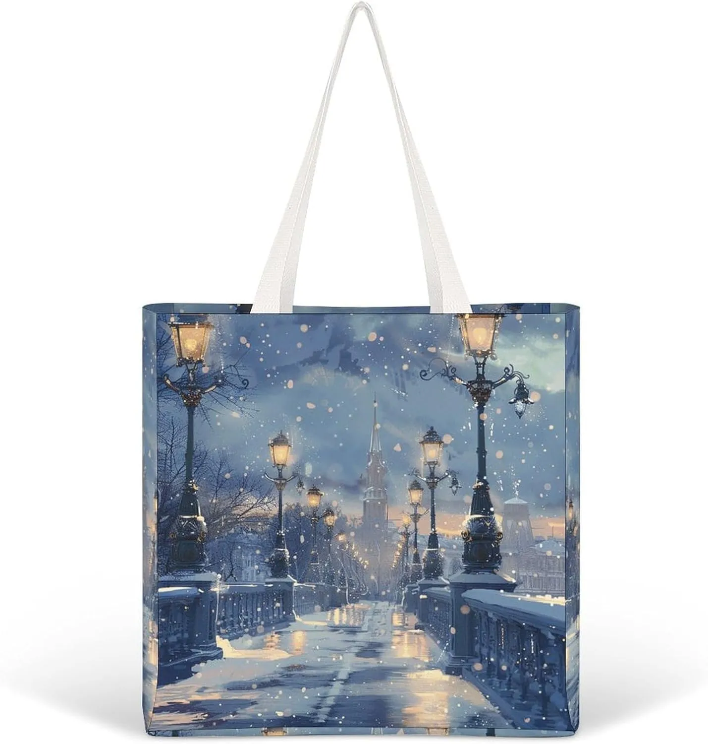 Tote Bag Laptop Handbag Classical Pattern Flowers Grocery Bag Canvas Shoulder Bag Crossbody Bag for Travel