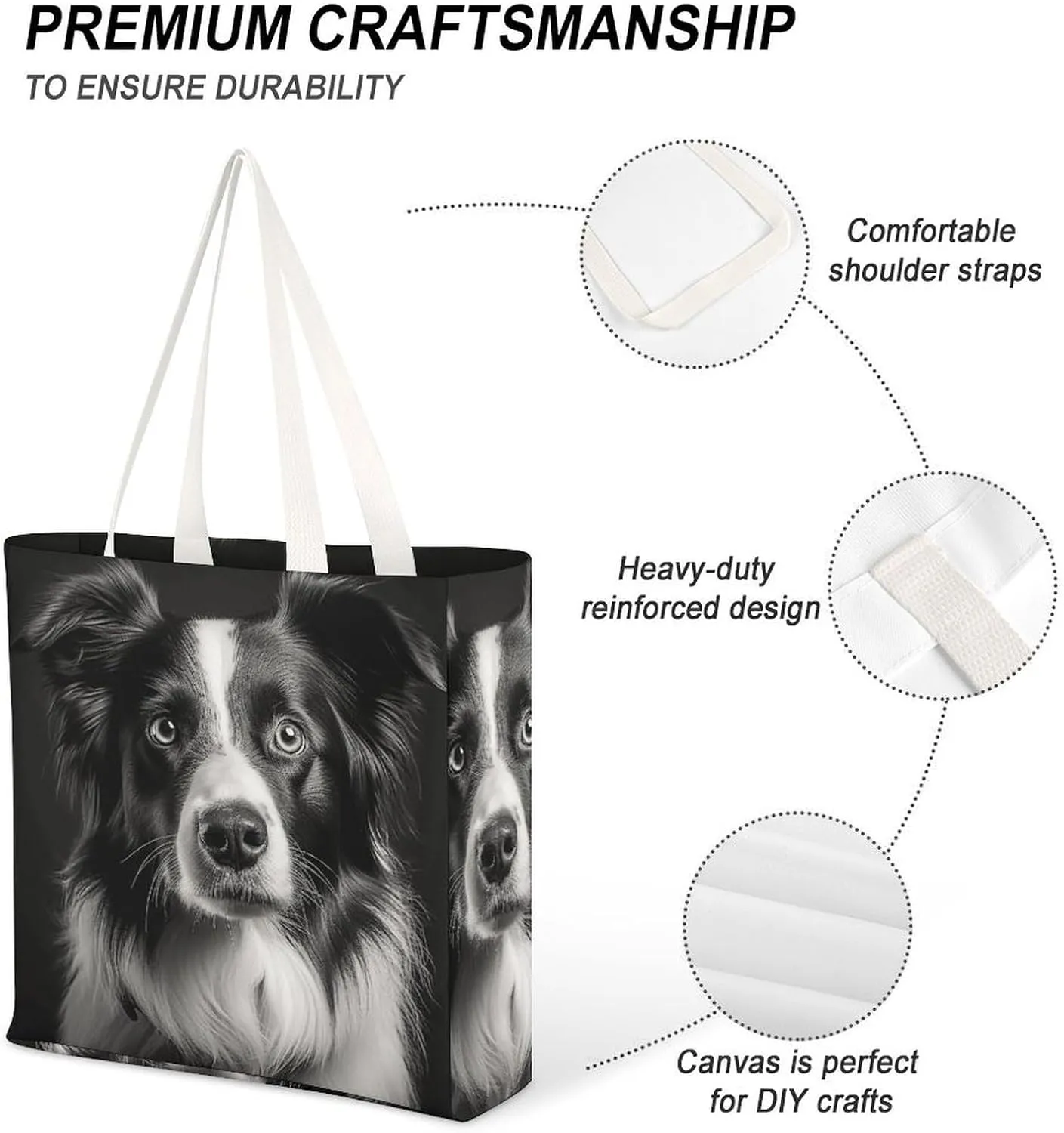 Tote Bag Laptop Handbag Small Hound Pattern Grocery Bag Canvas Shoulder Bag Crossbody Bag for Travel
