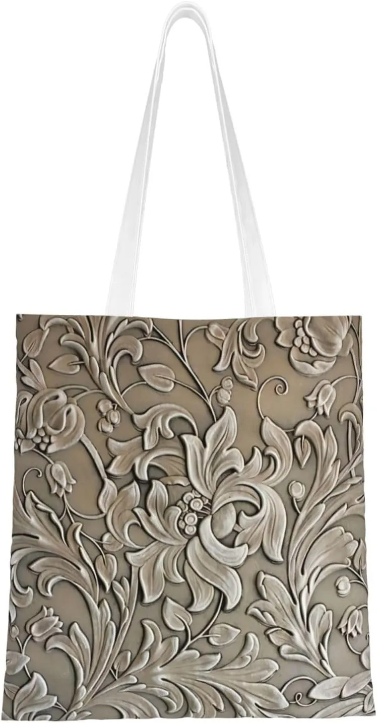 Tote Bags Antique Floral Canvas Tote Bag Reusable Grocery Bags Shopping Bags