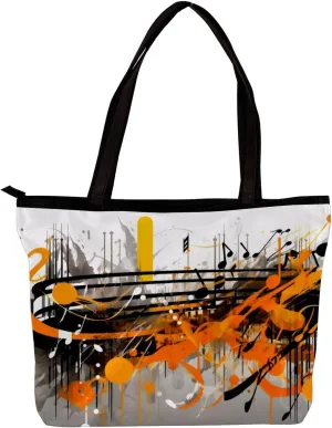 Tote Bags for Women,Womens Handbags,Small Tote Bag,Abstract Melody Notes Pattern