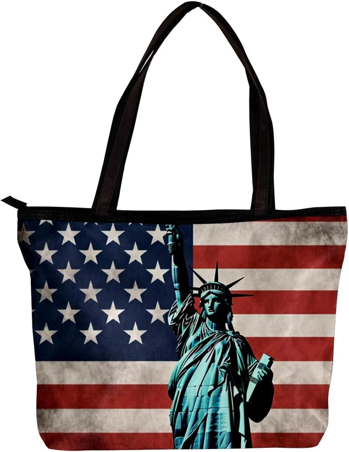 Tote Bags for Women,Womens Handbags,Small Tote Bag,American Flag Statue of Liberty