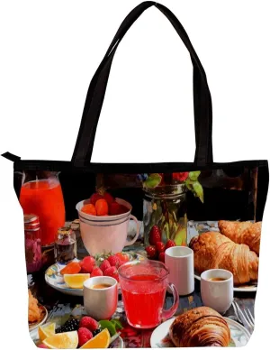Tote Bags for Women,Womens Handbags,Small Tote Bag,Breakfast Food