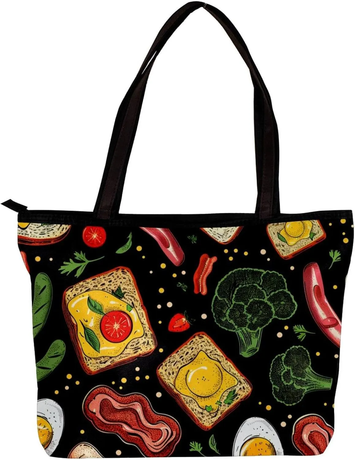 Tote Bags for Women,Womens Handbags,Small Tote Bag,Food Breakfast