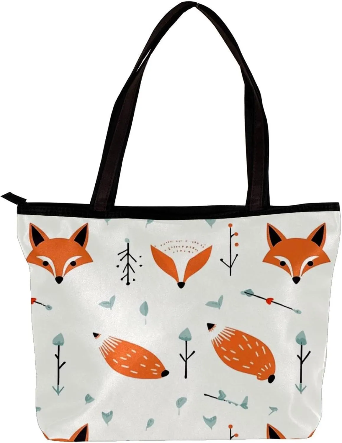 Tote Bags for Women,Womens Handbags,Small Tote Bag,Vector Pattern with Foxes and Arrows