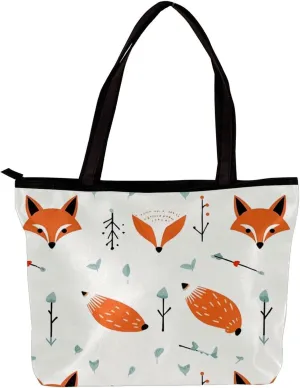 Tote Bags for Women,Womens Handbags,Small Tote Bag,Vector Pattern with Foxes and Arrows
