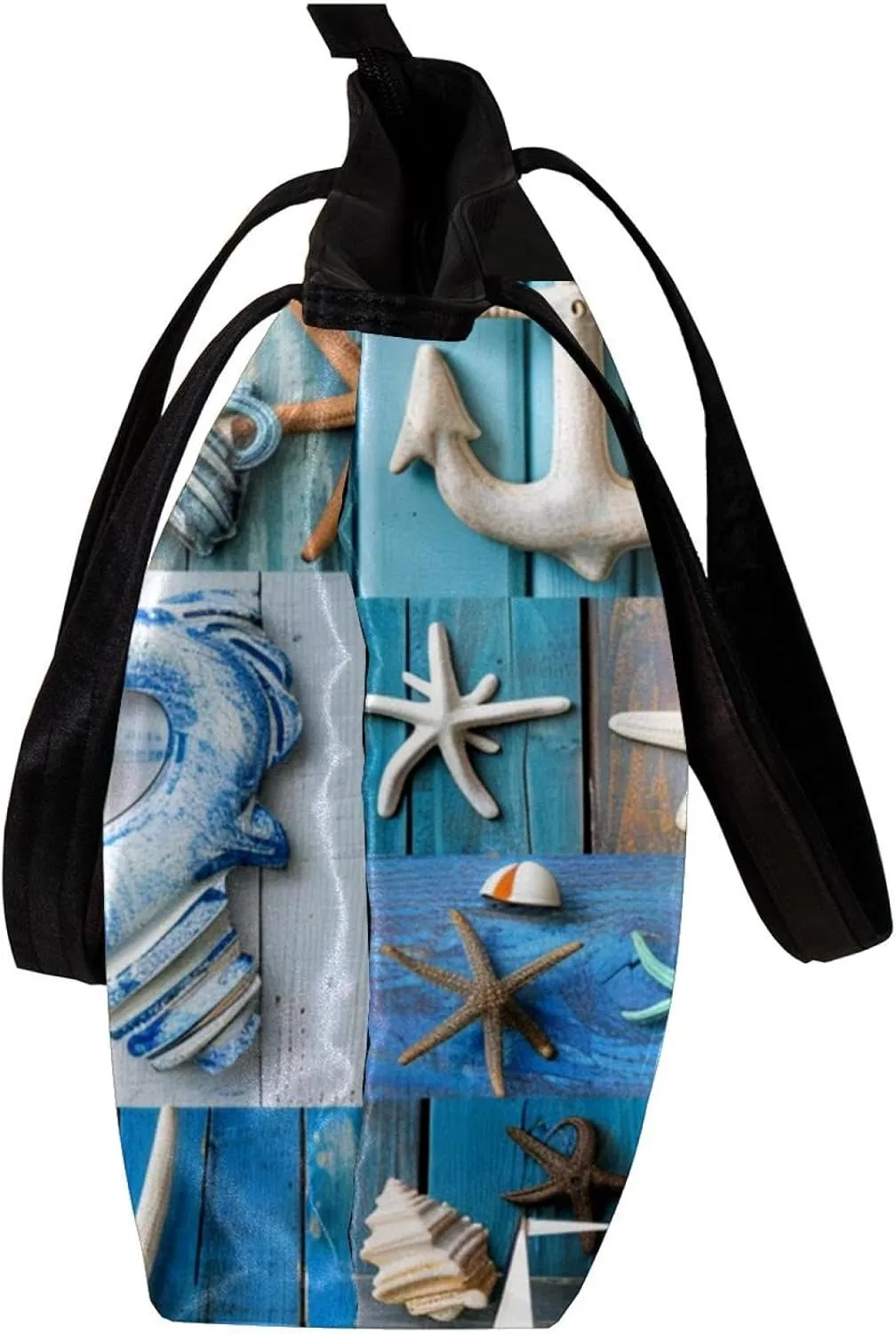 Tote Bags, Large Tote Bags for Women, Tote Bag with Zipper, Summer Nautical Anchor Starfish, Tote Bags Women