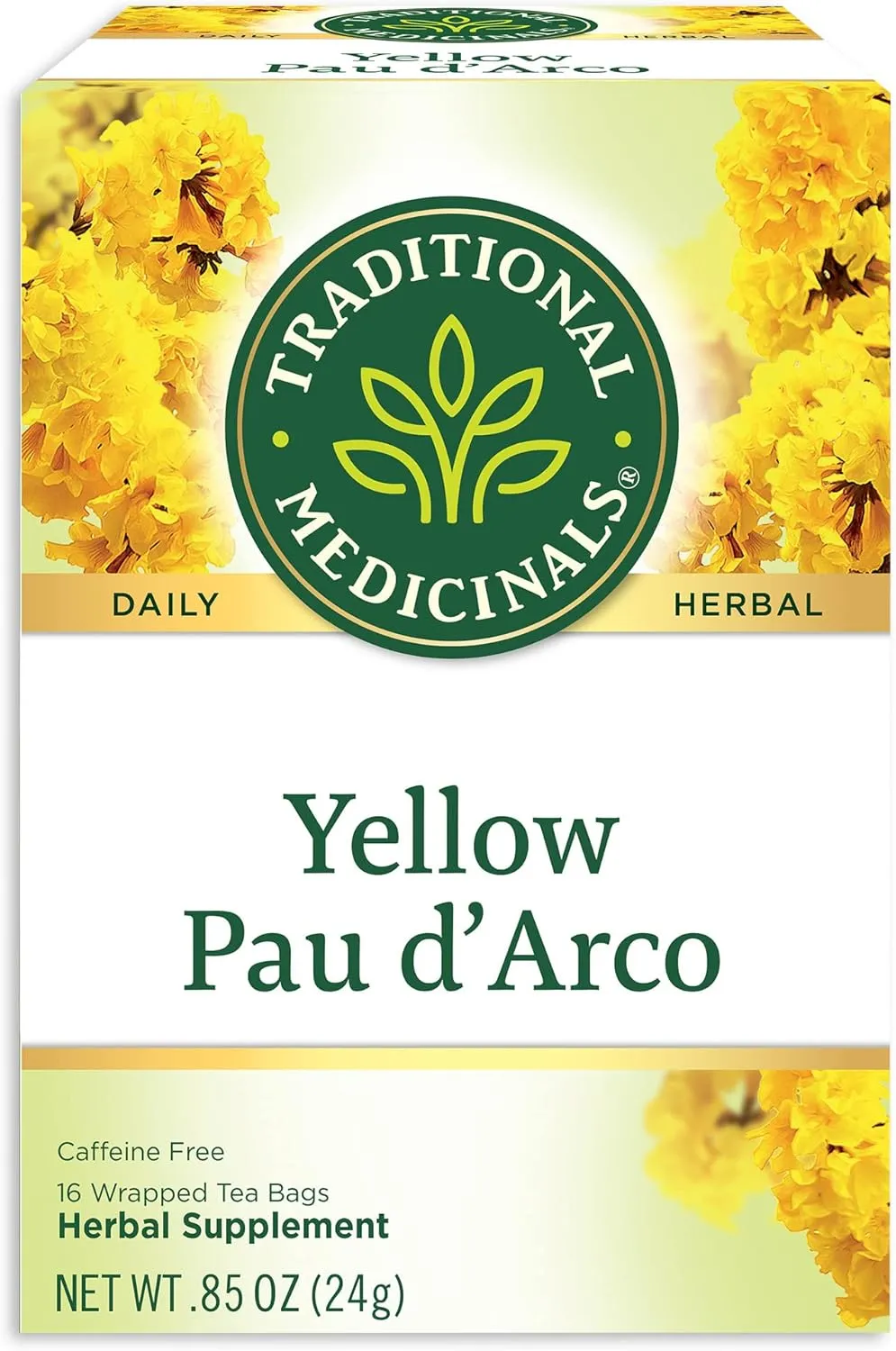 Traditional Medicinals Yellow Pau d’Arco Herbal Tea, Contributes to a Healthy You, (Pack of 2) - 32 Tea Bags Total