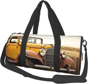 Travel Bag For Women,Antique Car Print Personal Item Duffle Bags,Weekend Travel Duffel Tote Bag,Travel Sport Gym Bag For Men,Airplane Travel Essentials For Flying