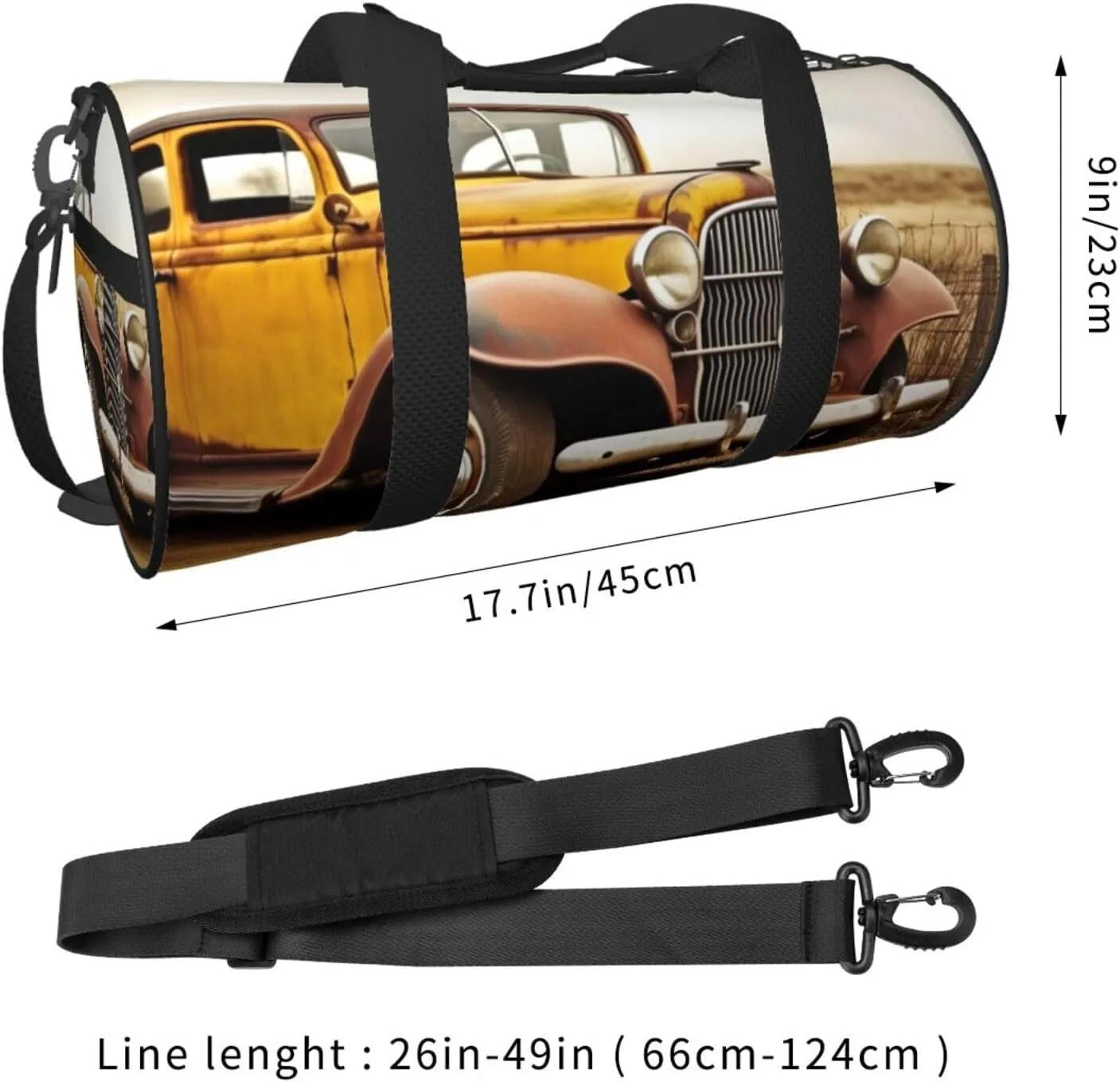 Travel Bag For Women,Antique Car Print Personal Item Duffle Bags,Weekend Travel Duffel Tote Bag,Travel Sport Gym Bag For Men,Airplane Travel Essentials For Flying