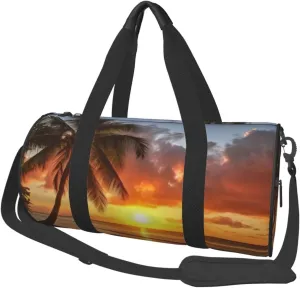 Travel Bag For Women,Sunset Hawaiian Palm Tree Print Personal Item Duffle Bags,Weekend Travel Duffel Tote Bag,Travel Sport Gym Bag For Men,Airplane Travel Essentials For Flying