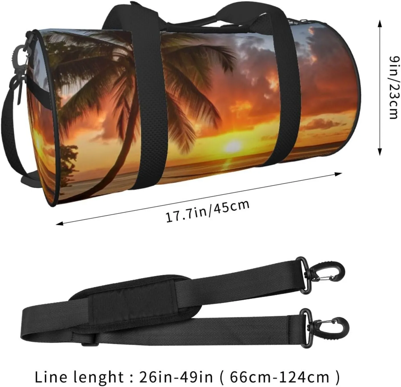 Travel Bag For Women,Sunset Hawaiian Palm Tree Print Personal Item Duffle Bags,Weekend Travel Duffel Tote Bag,Travel Sport Gym Bag For Men,Airplane Travel Essentials For Flying