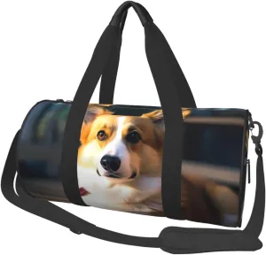 Travel Duffel Bag Foldable Weekender Overnight Bag Smart Corgi Sports Tote Gym Bags Large Capacity Lightweight Carry On Luggage Bags for Men Women