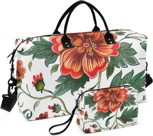 Travel Duffel Bag Large Weekender Overnight Bags for Women Men, Russian Floral Pattern Gym Bag with Toiletry Bag