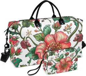Travel Duffel Bag Large Weekender Overnight Bags for Women Men, Russian Floral Pattern Gym Bag with Toiletry Bag