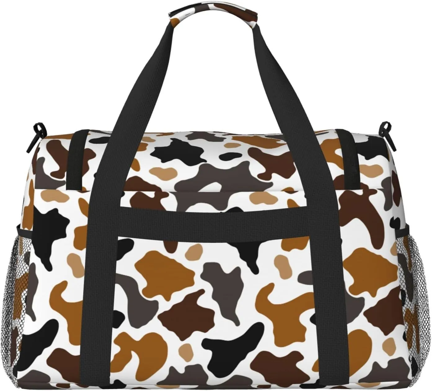Travel Weekender Overnight Bags Brown Cow Print Foldable Hand Travel Bag Duffel Bag For Men Women Sport Gym