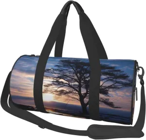 Tree branch silhouette at dusk Travel Duffle Bag for Men Women Sport Gym Bag Foldable Weekender Bag Carry on Overnight Bag for Travel Swimming Basketball