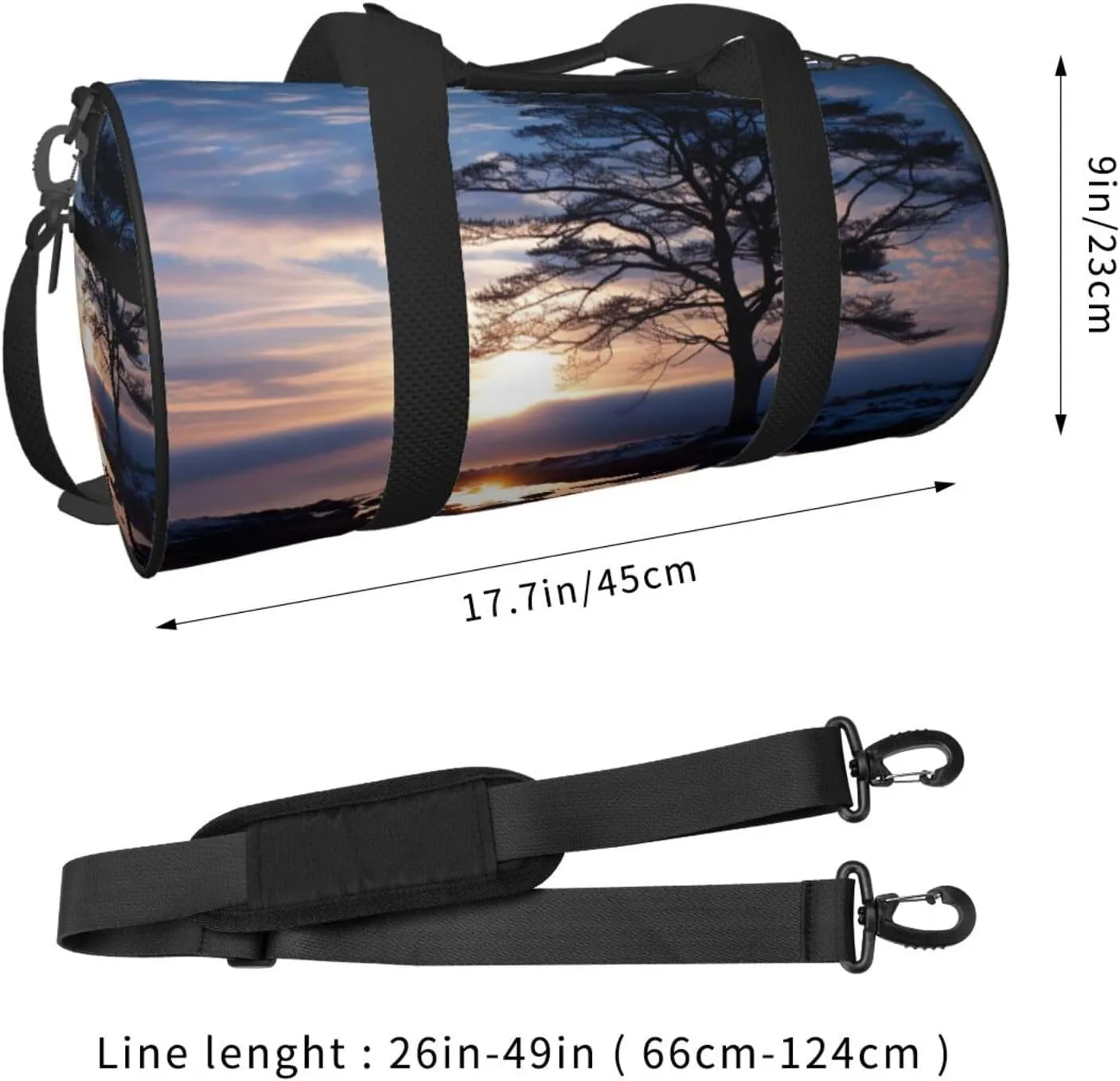 Tree branch silhouette at dusk Travel Duffle Bag for Men Women Sport Gym Bag Foldable Weekender Bag Carry on Overnight Bag for Travel Swimming Basketball