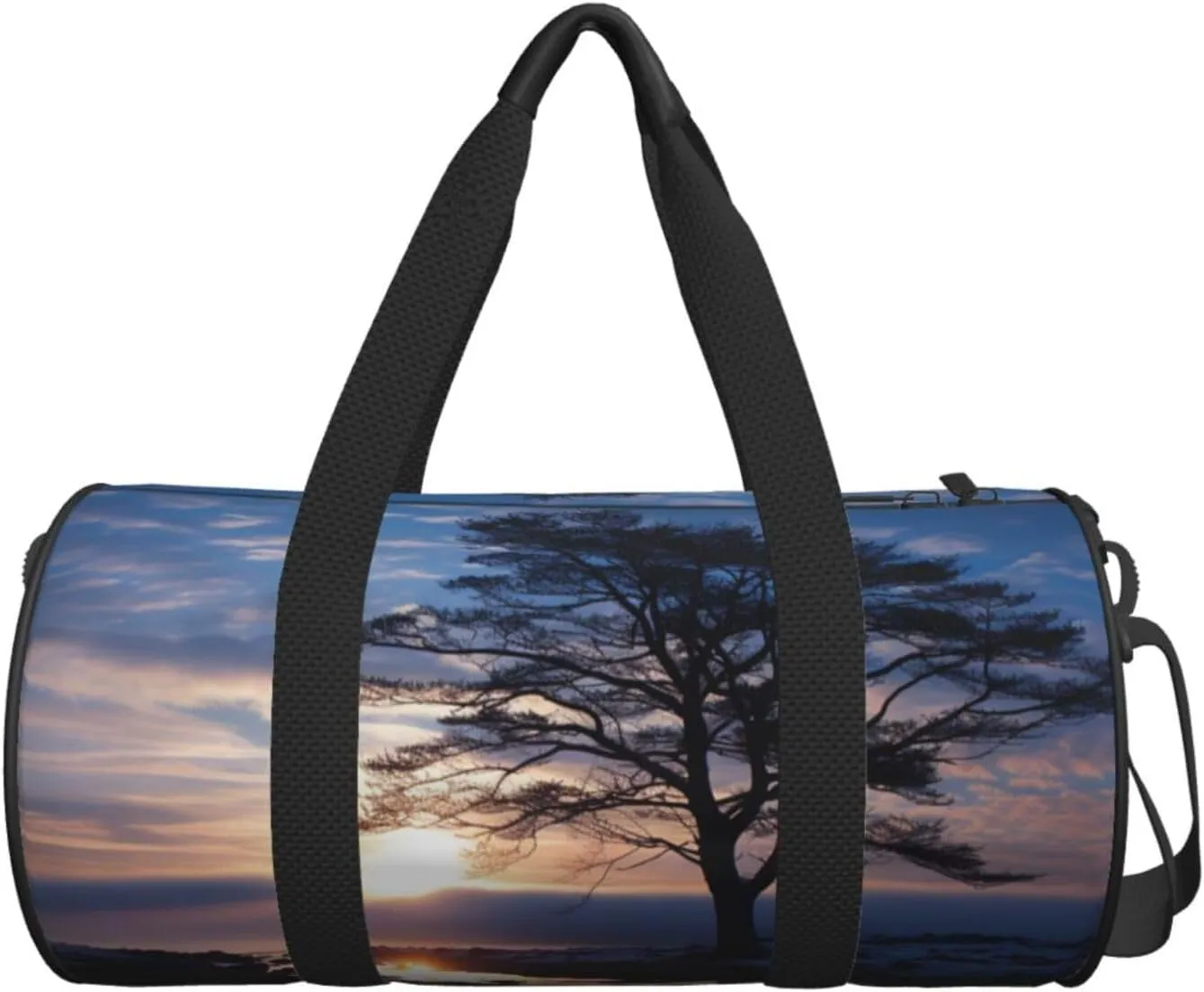 Tree branch silhouette at dusk Travel Duffle Bag for Men Women Sport Gym Bag Foldable Weekender Bag Carry on Overnight Bag for Travel Swimming Basketball
