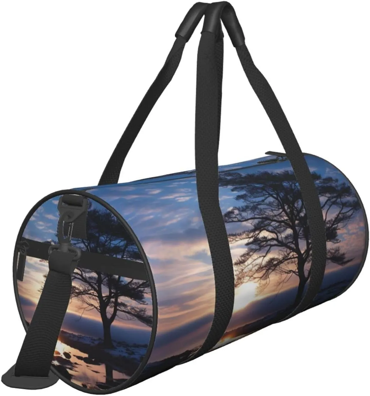 Tree branch silhouette at dusk Travel Duffle Bag for Men Women Sport Gym Bag Foldable Weekender Bag Carry on Overnight Bag for Travel Swimming Basketball