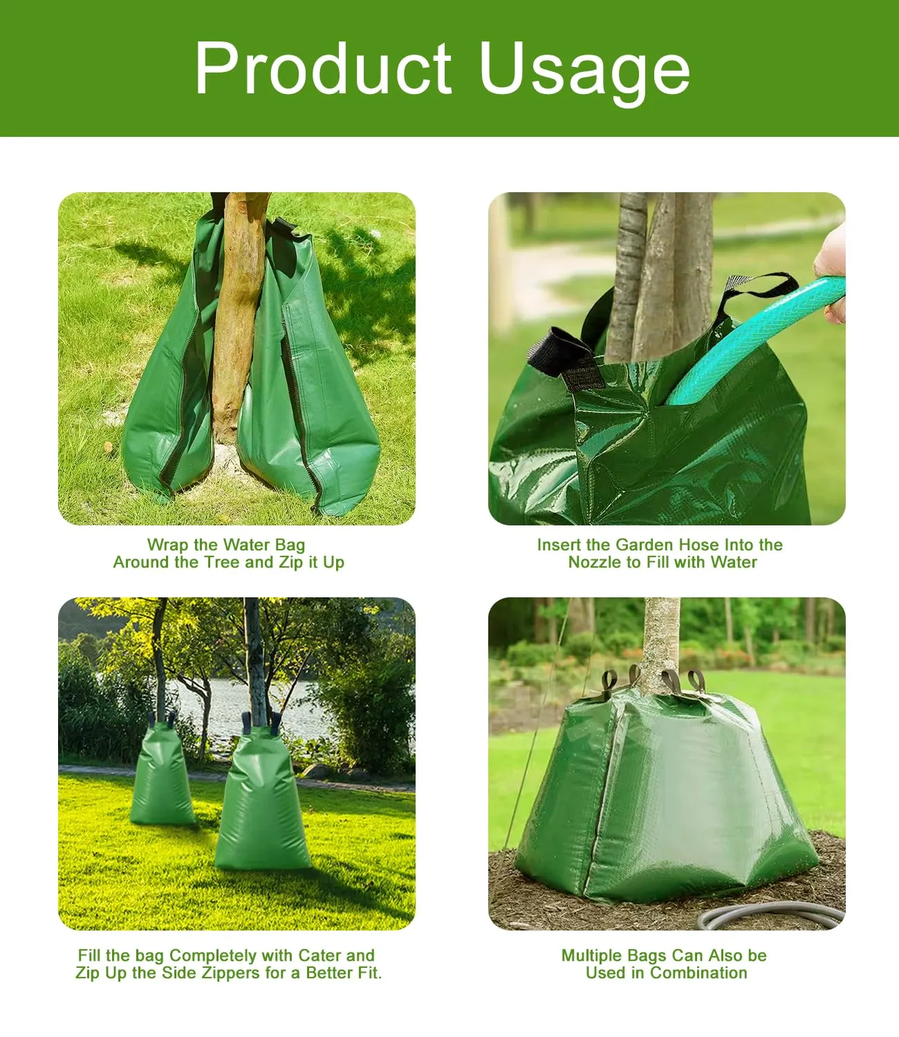 Tree Watering Bags, 20 Gallon Slow Release Watering Bag for Trees, Slow Release Drip Tree Irrigation System, Drip Irrigation Bag for Newly Planted or Established Trees (2 Pack)