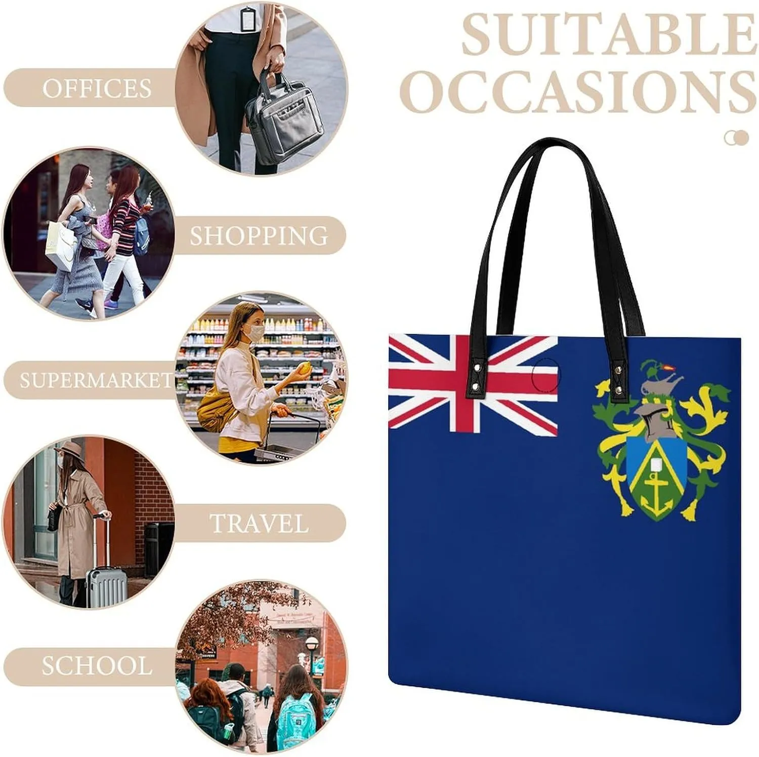 Trendy Pitcairn Lslands Flag Women's Tote Bag Spacious Handbag for Work Travel and Casual Outings