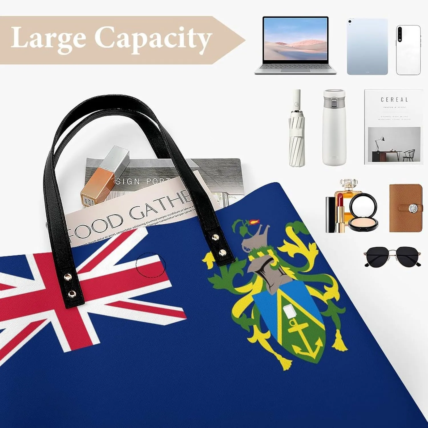 Trendy Pitcairn Lslands Flag Women's Tote Bag Spacious Handbag for Work Travel and Casual Outings