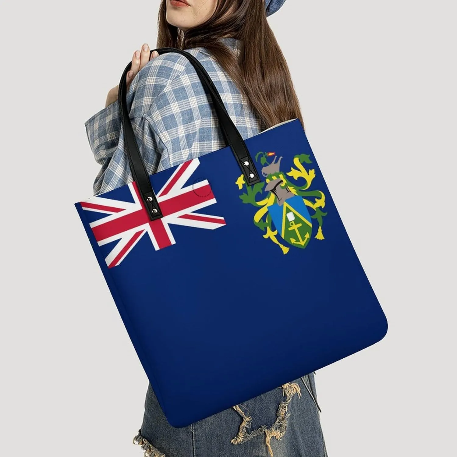 Trendy Pitcairn Lslands Flag Women's Tote Bag Spacious Handbag for Work Travel and Casual Outings