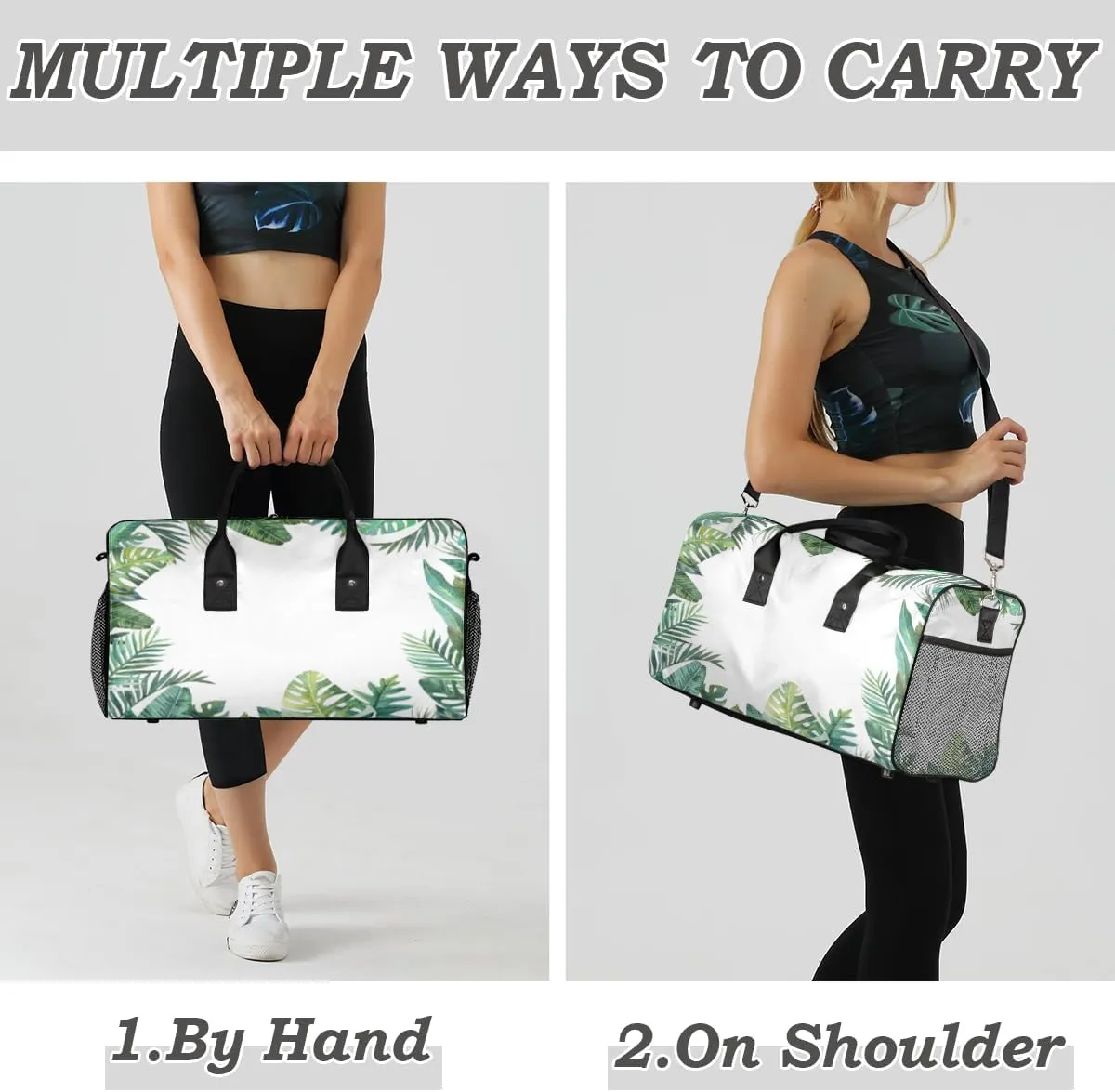 Tropical Palm Leaves Jungle Leaf Travel Duffle Bag for Women Men Foldable Waterproof Weekender Bag Carry on Tote for Overnight Sports Gym Palm Leaves
