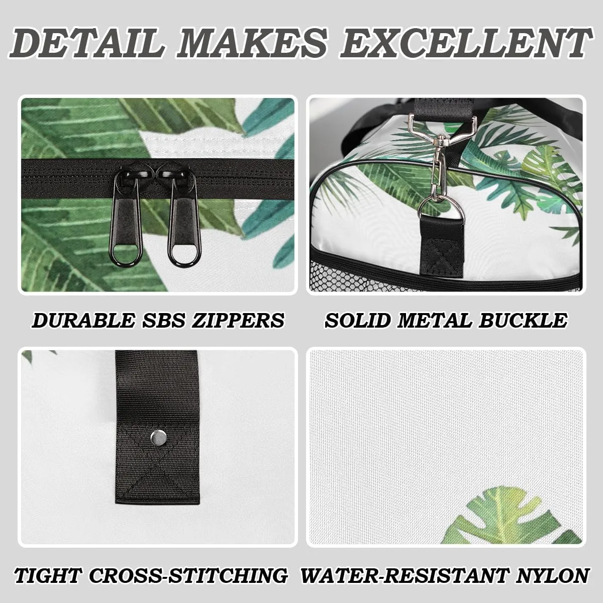 Tropical Palm Leaves Jungle Leaf Travel Duffle Bag for Women Men Foldable Waterproof Weekender Bag Carry on Tote for Overnight Sports Gym Palm Leaves