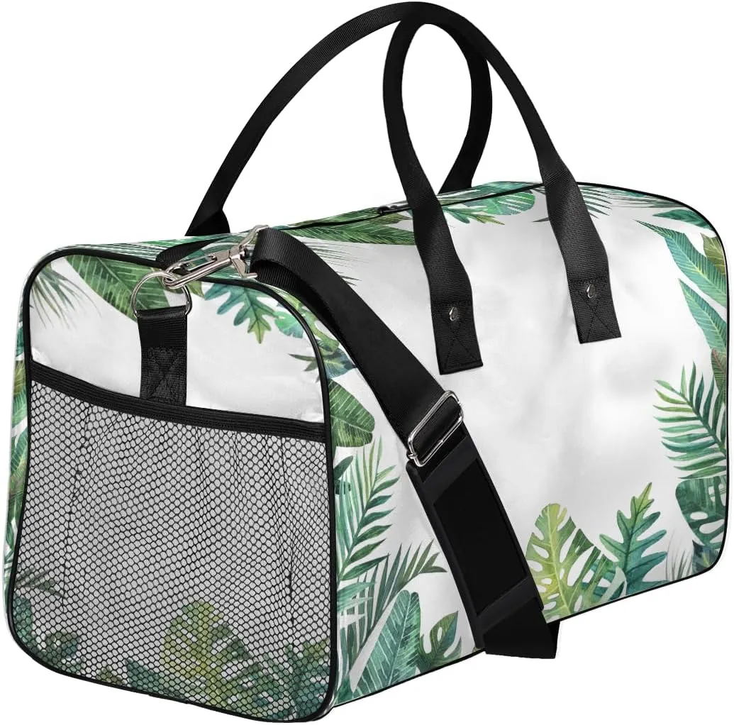 Tropical Palm Leaves Jungle Leaf Travel Duffle Bag for Women Men Foldable Waterproof Weekender Bag Carry on Tote for Overnight Sports Gym Palm Leaves