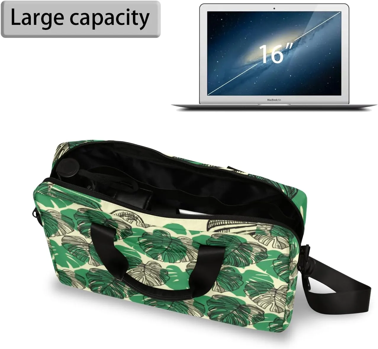 Tropical Palm Tree Leaves 14 15 15.6 inch Laptop Briefcase Shoulder Bag Leaf Waterproof Travel Laptop Sleeve Case Work Computer Cover Carrying Bag