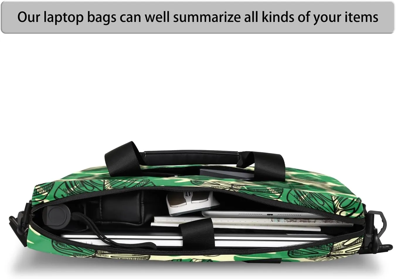Tropical Palm Tree Leaves 14 15 15.6 inch Laptop Briefcase Shoulder Bag Leaf Waterproof Travel Laptop Sleeve Case Work Computer Cover Carrying Bag