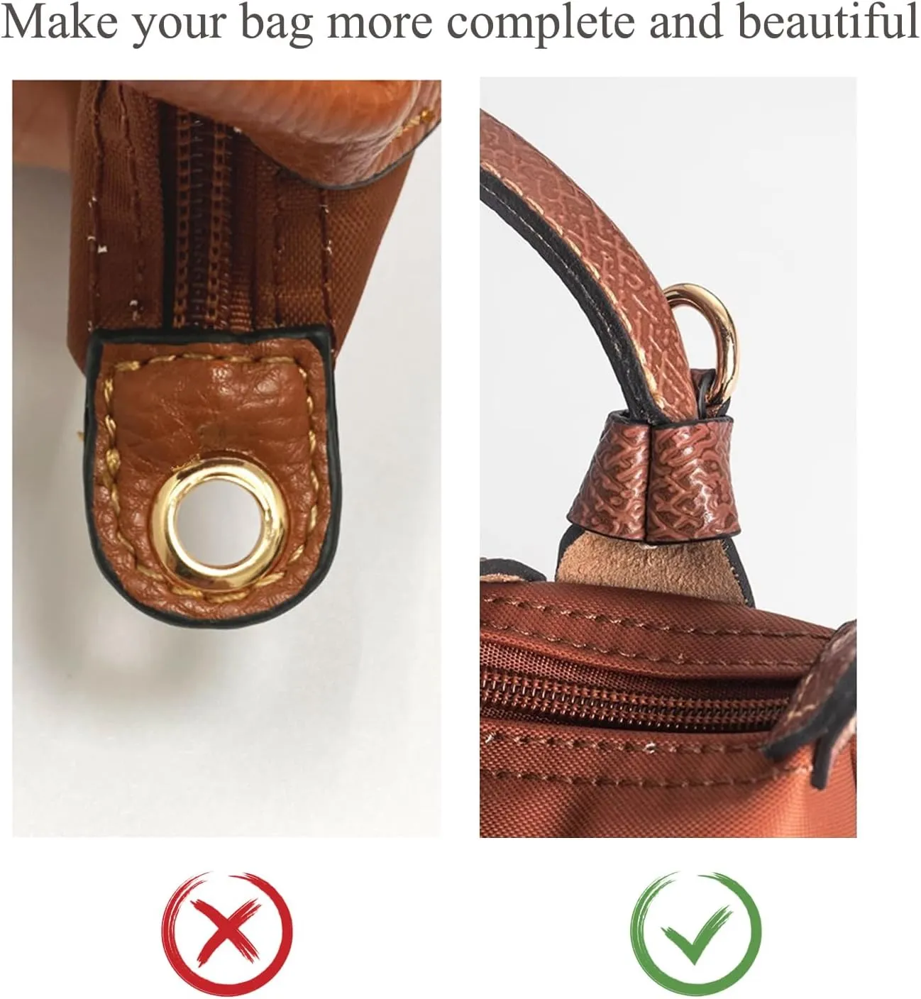 TUKYWAN Bags Leather Shoulder Strap for Longchamp Mini Bag,Bag Transformation Set Handbag Strap Adjustable with 2Pcs D Rings for DIY(Strap Set,Taro Purple)