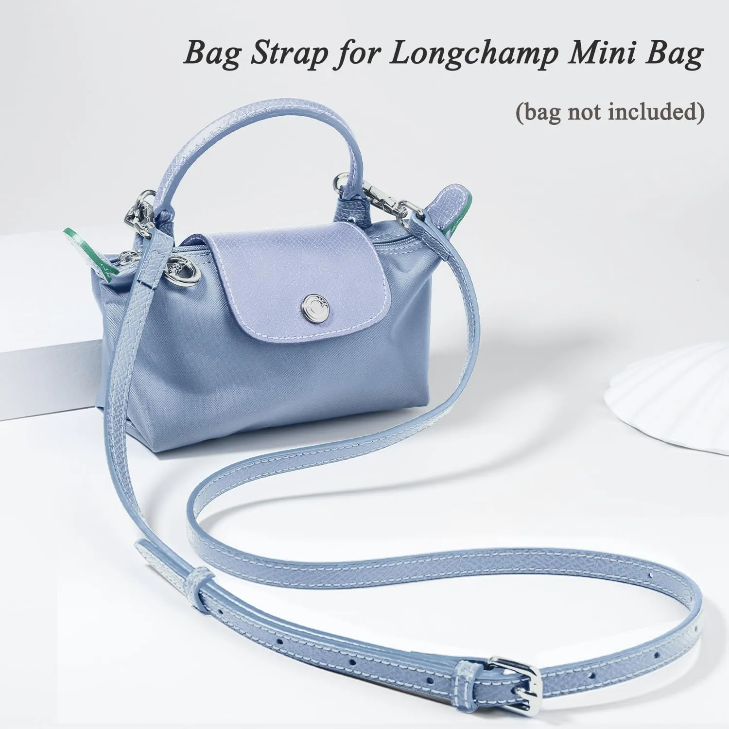 TUKYWAN Bags Leather Shoulder Strap for Longchamp Mini Bag,Bag Transformation Set Handbag Strap Adjustable with 2Pcs D Rings for DIY(Strap Set,Taro Purple)