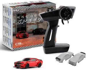 TurboRC C75-Red 1:76 Mini Sports Car 4CH 2.4GHZ Remote Control Full Proportional RTR Kit with 2 Replaceable Body Shell