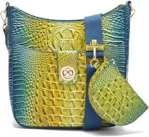 UBALDI Women Purse Satchel Bag Long Crossbody Classy Tote Bag Shoulder Purse Vegan Leather Ladies Handbags Embossed Pattern