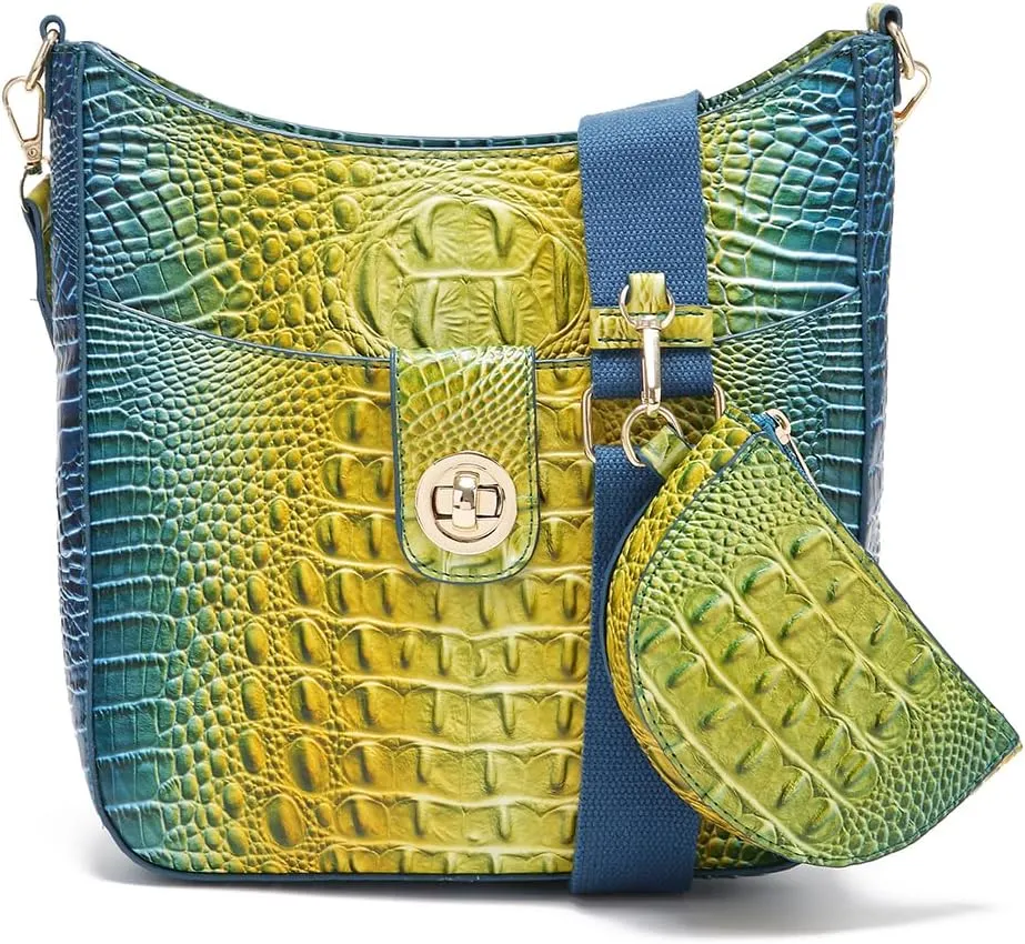 UBALDI Women Purse Satchel Bag Long Crossbody Classy Tote Bag Shoulder Purse Vegan Leather Ladies Handbags Embossed Pattern