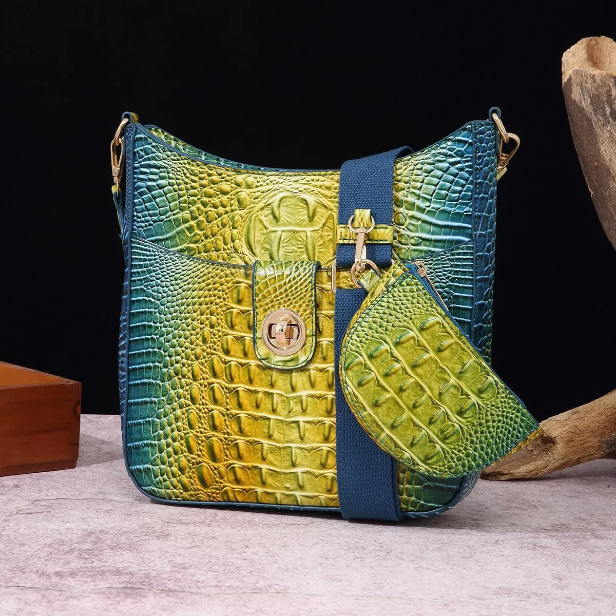 UBALDI Women Purse Satchel Bag Long Crossbody Classy Tote Bag Shoulder Purse Vegan Leather Ladies Handbags Embossed Pattern